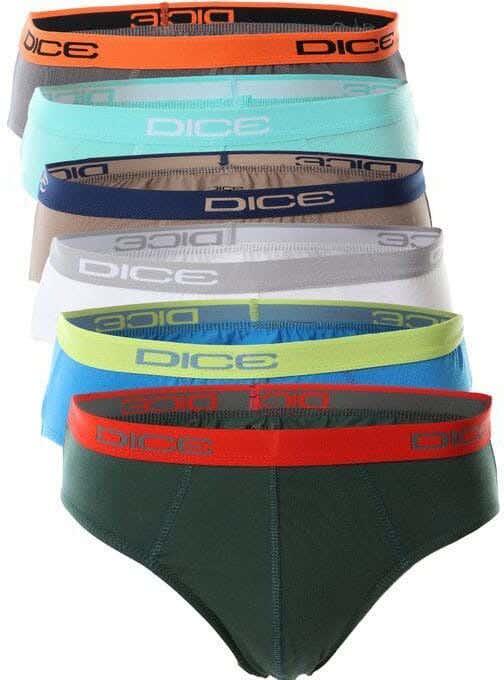 Dice Cotton Briefs Set For Men, 6 Pieces - Multicolor