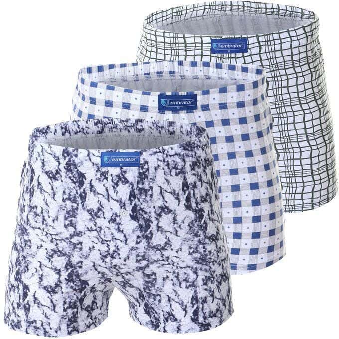 Embrator Cotton Boxer Set For Men, 3 Pieces - Multicolor