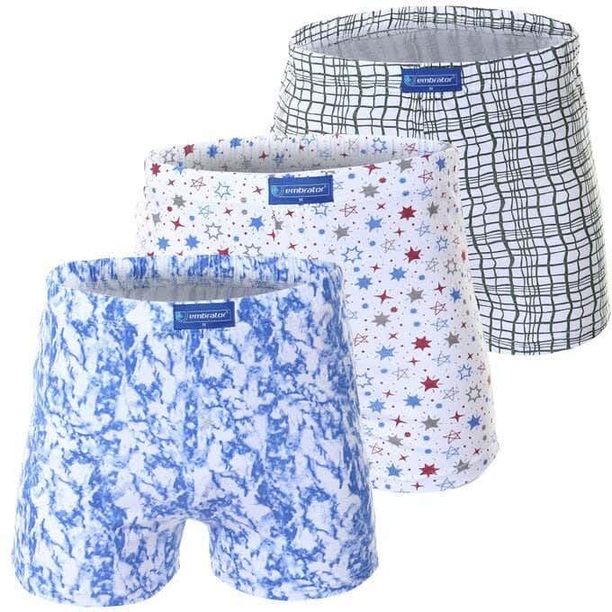 Embrator Cotton Boxer Set For Men, 3 Pieces - Multicolor