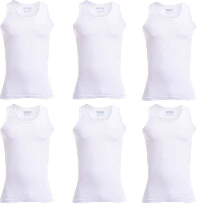 Embrator Cotton under shirt Set For Men, 6 Pieces - White