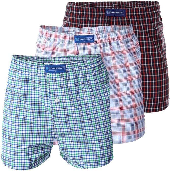 Embrator Cotton Boxer Set For Men, 3 Pieces - Multicolor
