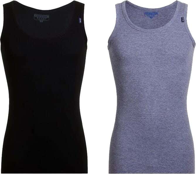 Cottonil Cotton under shirt Set For Men, 2 Pieces - Black Grey