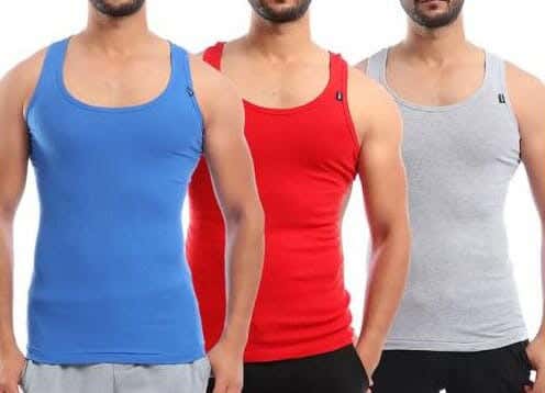 Cottonil Cotton under shirt Set For Men, 3 Pieces - Multicolor