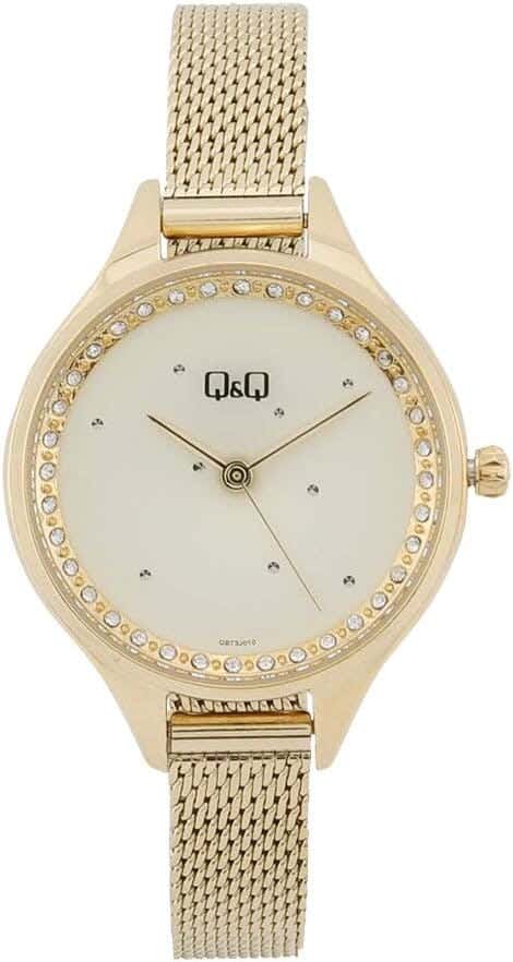 Q&Q QB73J010Y Round Analog Dress Watch For women, M /26 - 39 mm - Gold