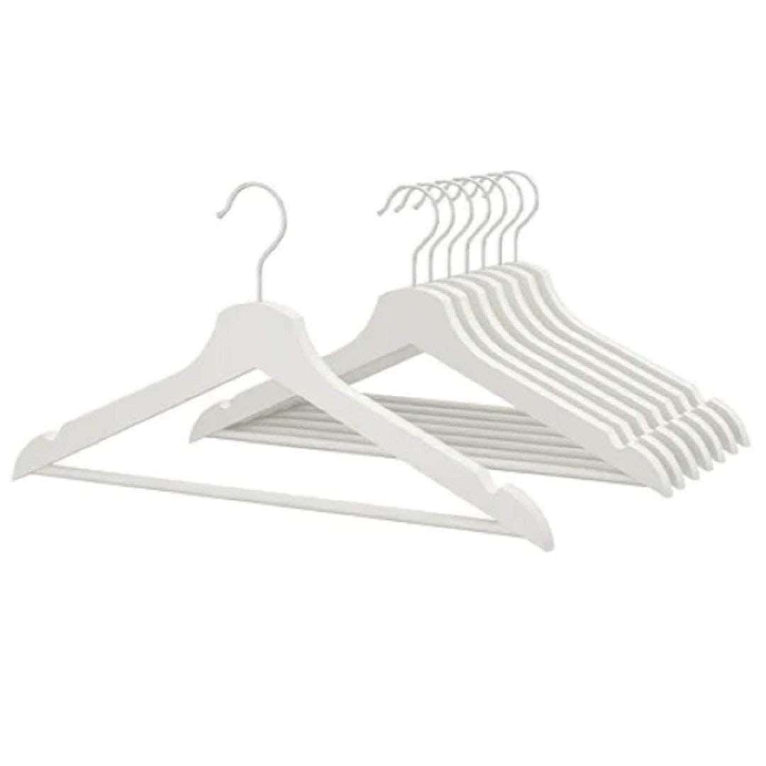 Wooden Hanger Set, 16 Pieces - White