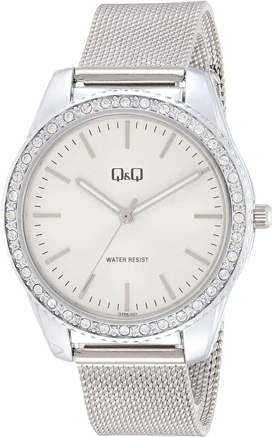 Q&Q QZ59J201Y Round Analog Dress Watch For women, M /26 - 39 mm - Silver