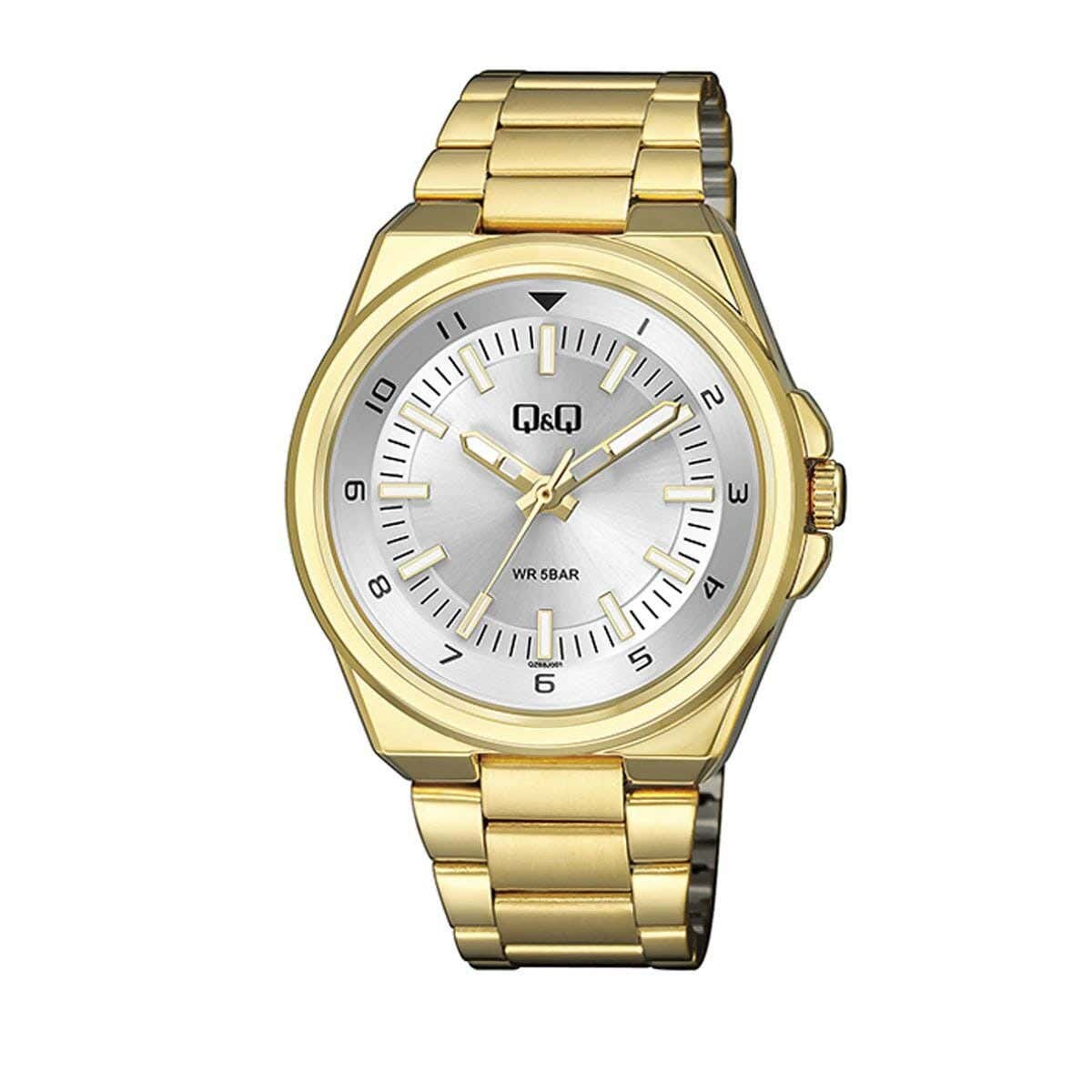 Q&Q QZ68J001Y Round Analog Dress Watch For Men, L /40 - 48 mm - Gold