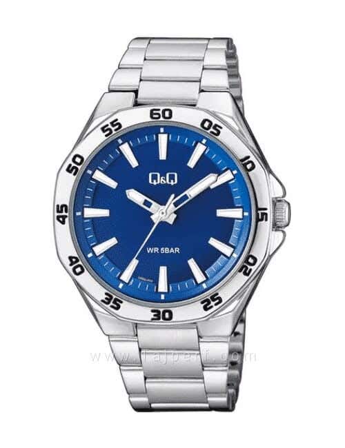 Q&Q QZ82J202Y Round Analog Casual Watch For Men, L /40 - 48 mm - Silver