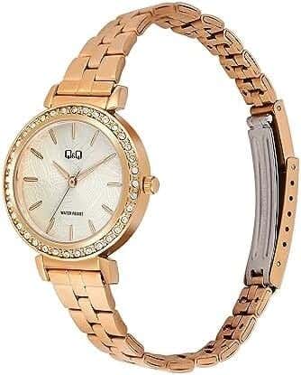 Q&Q QZ89J011Y Round Analog Casual Watch For women, M /26 - 39 mm - Rose Gold