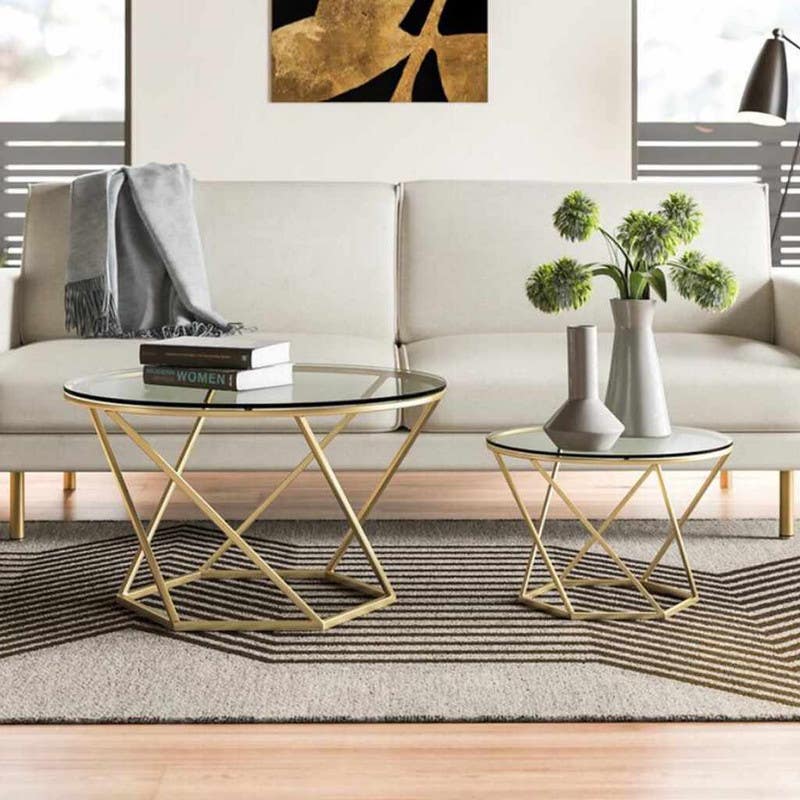 Iron Center Table Set, 2 Pieces - Gold