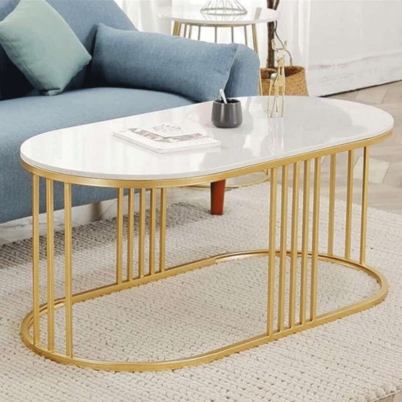 Iron Center Table, 50x80x50 cm - Gold White