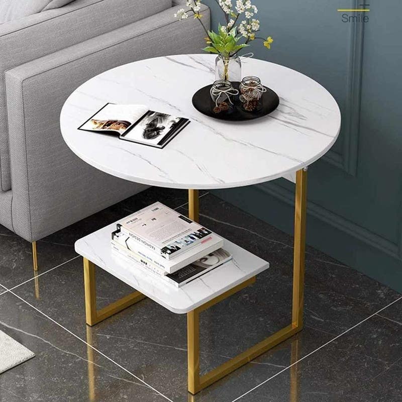 Iron Side Table, 50x40x40 cm - Gold White
