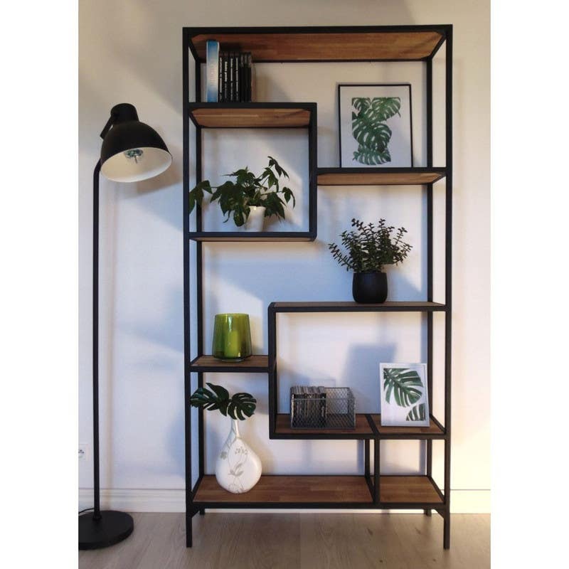 Iron Stand Bookshelves, 200x100x40 cm - Black