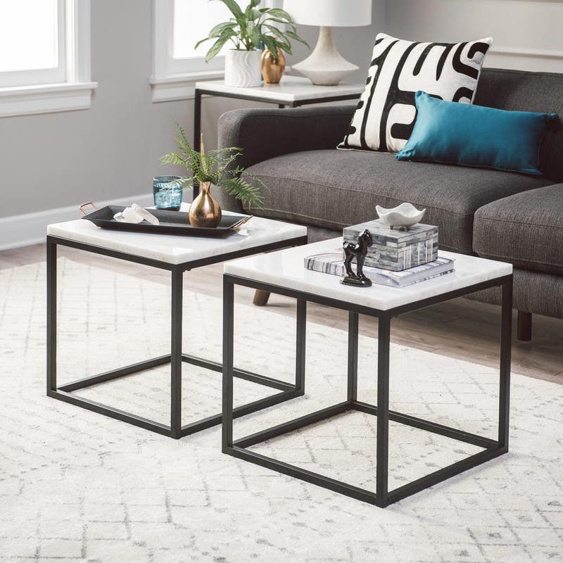 Iron Center Table, 2 Pieces - Black