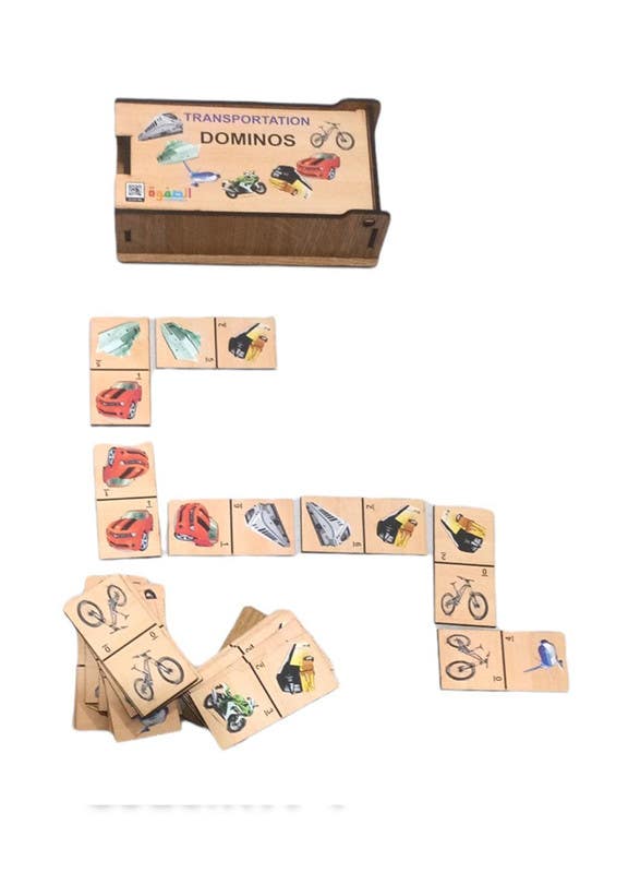 El-Safwa Wood Dominoes Transportation Shapes For Children - Multicolor