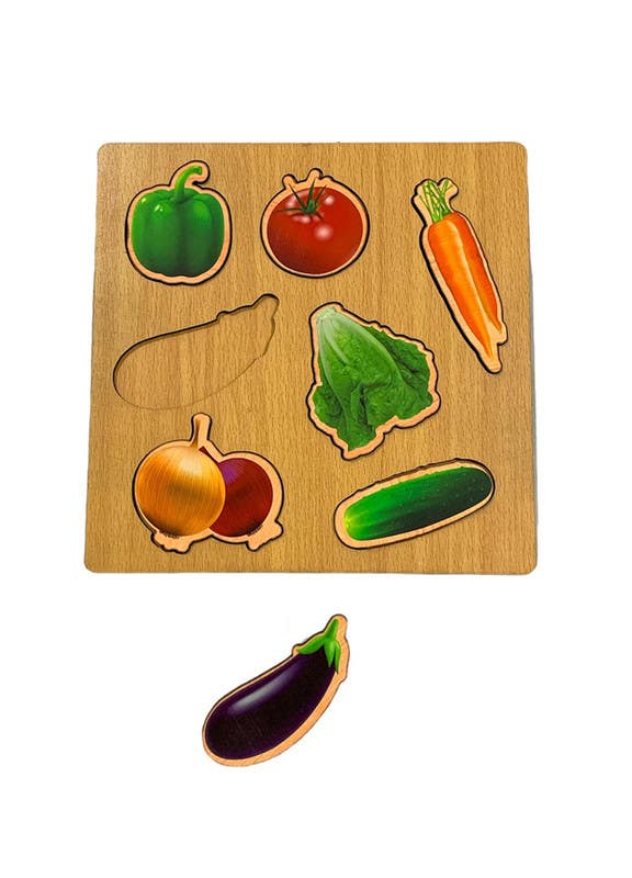 El-Safwa Wood Education Puzzle Toy Of Vegetables For Children - Multicolor