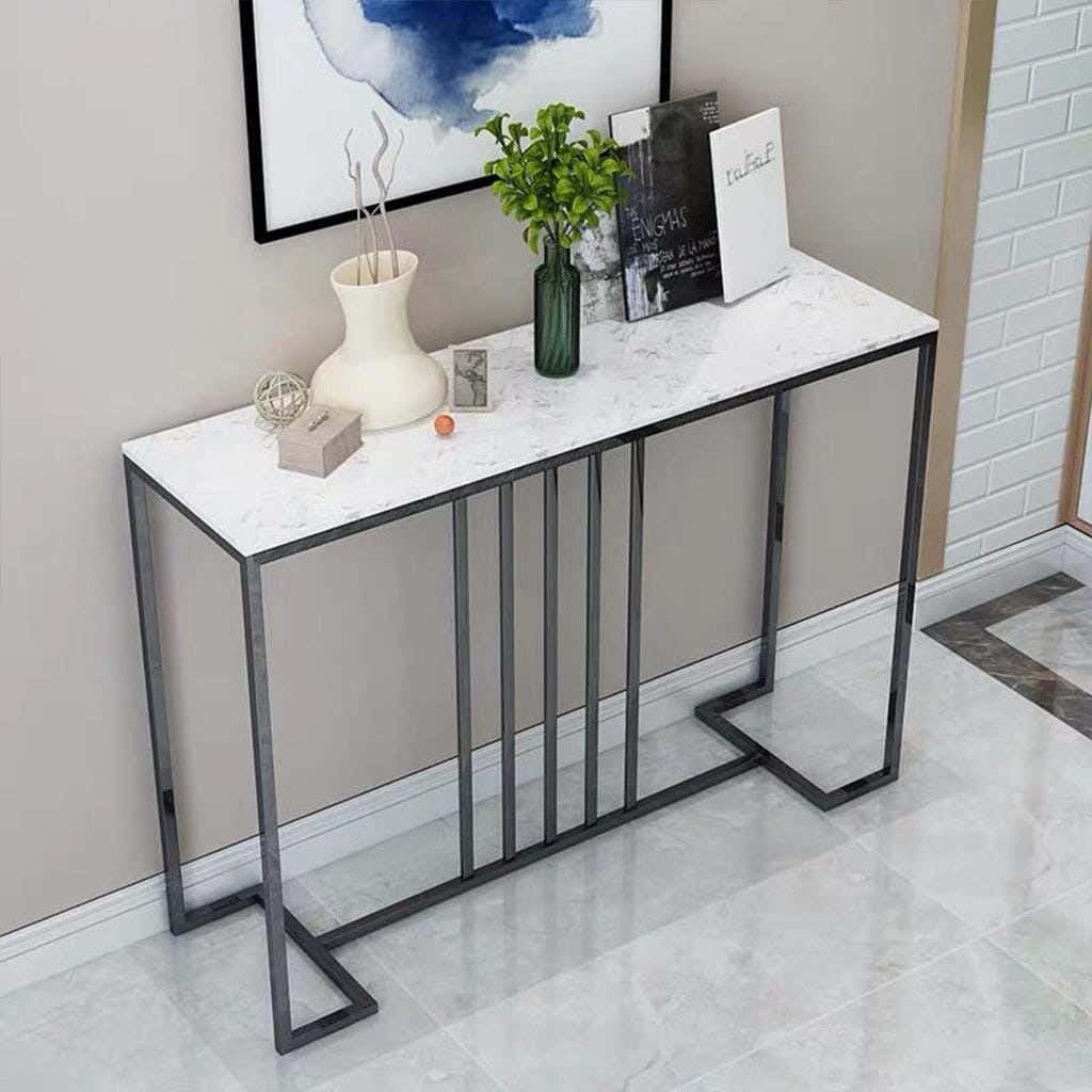 Metal Console Table, Electrostatic Paint, 120 × 40 × 90 cm - Black