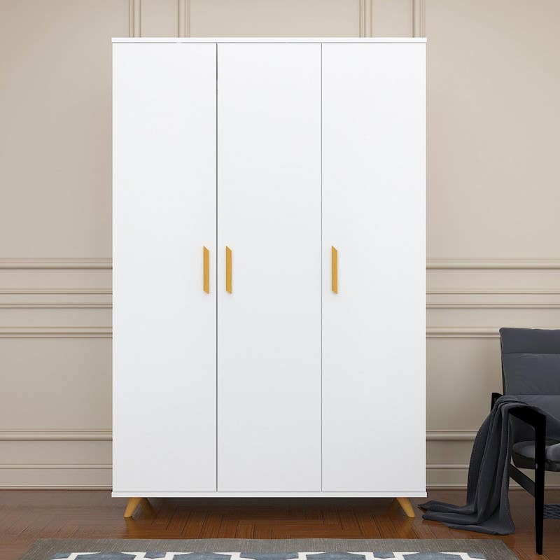 MDF Wood Wardrobe 3 Door, 120x50x185 Cm - White