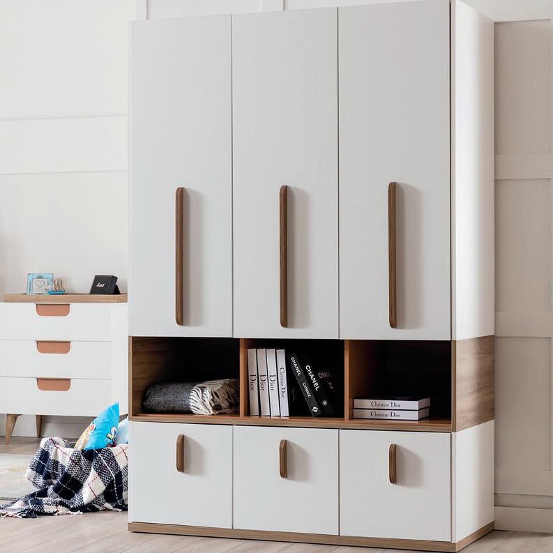 MDF Wood Wardrobe, 140x40x211 Cm - White Brown