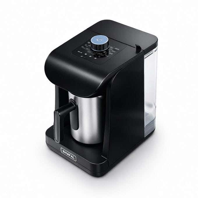 Rafal Turkish Coffee Maker, 1.8 Liter Capacity, 8 in 1, Makes Up to 4 Cups - Black Silver