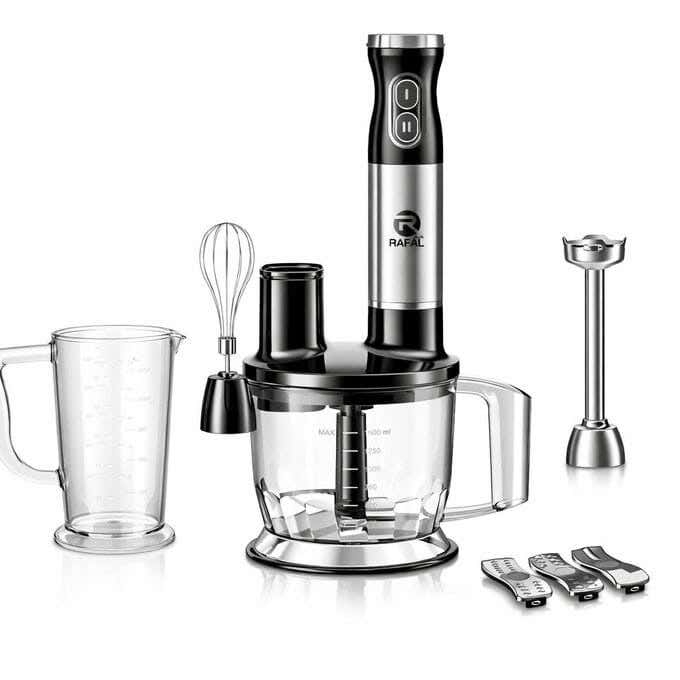 Rafal Hand Blender, 8 in 1, 1200W, 1500ml, 2 Speeds - Black Silver