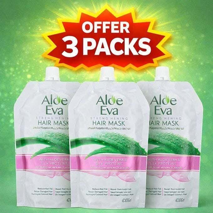 Hair Mask Pouch With Aloe Vera And Silk Proteins, 250G, 3-Piece Bundle From Aloe Eva