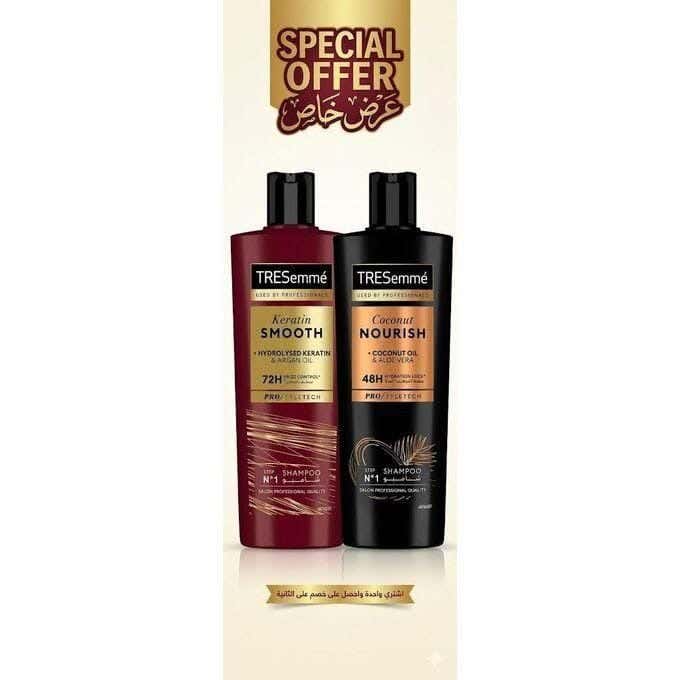 Ultimate Care Duo: Keratin Smooth Shampoo 400Ml + Coconut Nourish Shampoo 400Ml From Tresemmé