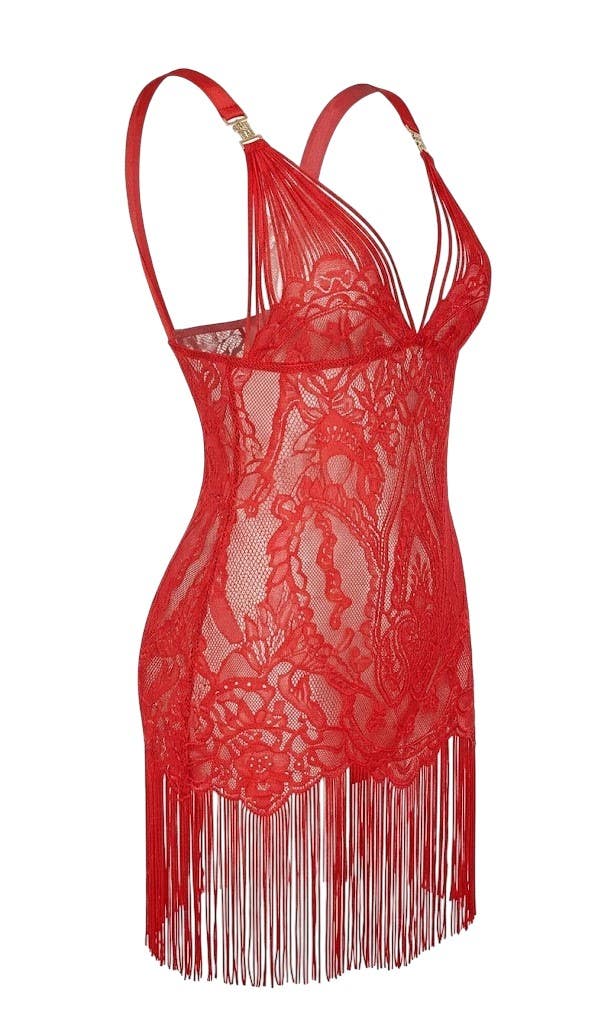 Elegant Fringed Nightgown Lingerie for Women - Soft & Stylish Mini Dress
