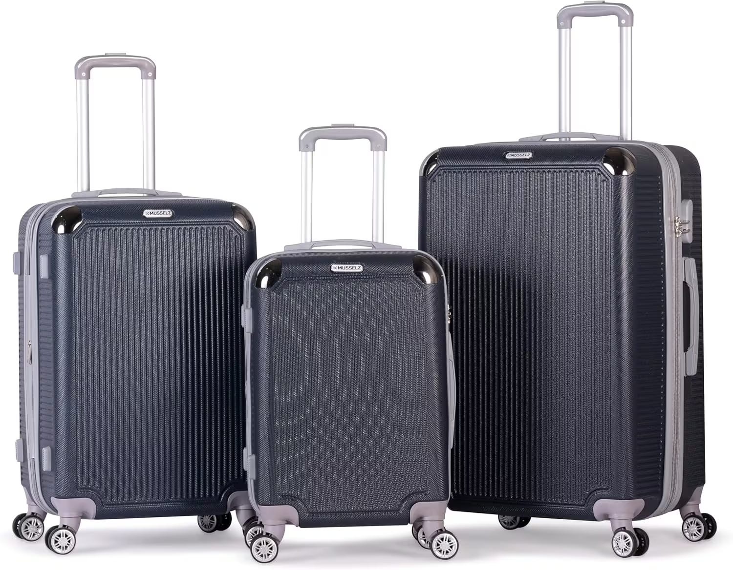 Unbreakable Luggage Trolley Bags with TSA Lock 4 Silent Spinner Wheels Double Zipper Expandable - ABS Black
