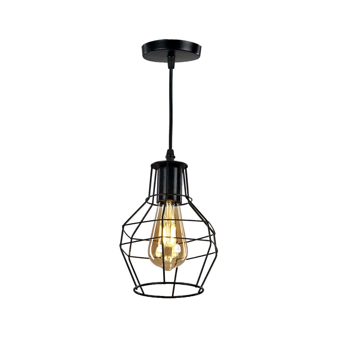 Modern Ceiling Pendant, 15 X 20 Cm, Metal - Black