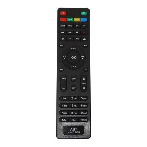 Remot Control, Compatible With Astra 10500 EHD Mini Satellite Receiver - Black