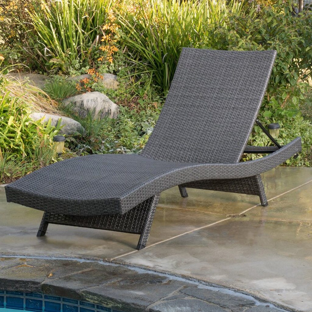 Ratan Athar Chaise Lounge, 40×70×200 cm - Dark Gray