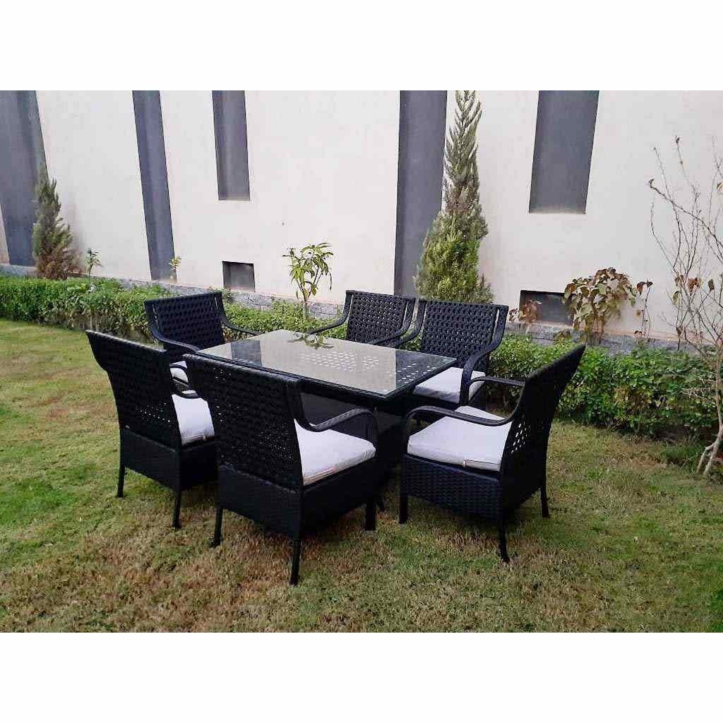 Dining table set with 6 chairs, Athar - Black