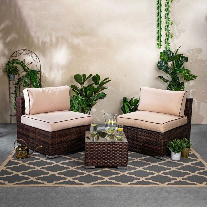 Table and 2 Athar Chair Set - Brown