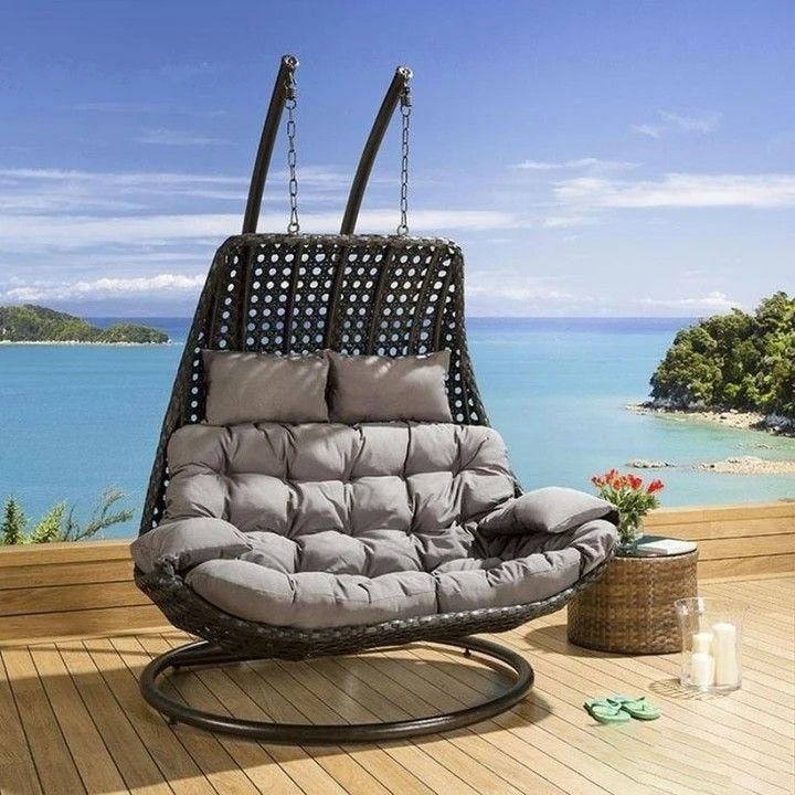 Mesh Athar Swing Sofa, 2-seater, 135×125×60×210 cm - Brown