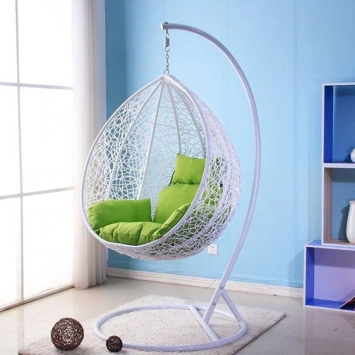 Mesh Athar Swing, Single, 90×100×60×180 cm - White
