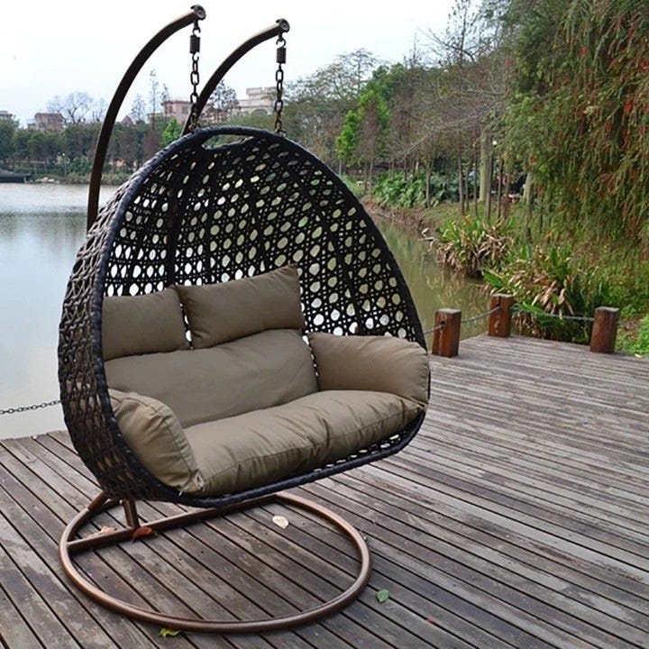 Mesh Athar Swing Sofa, 2-seater, 140×120×75×210 cm - Black
