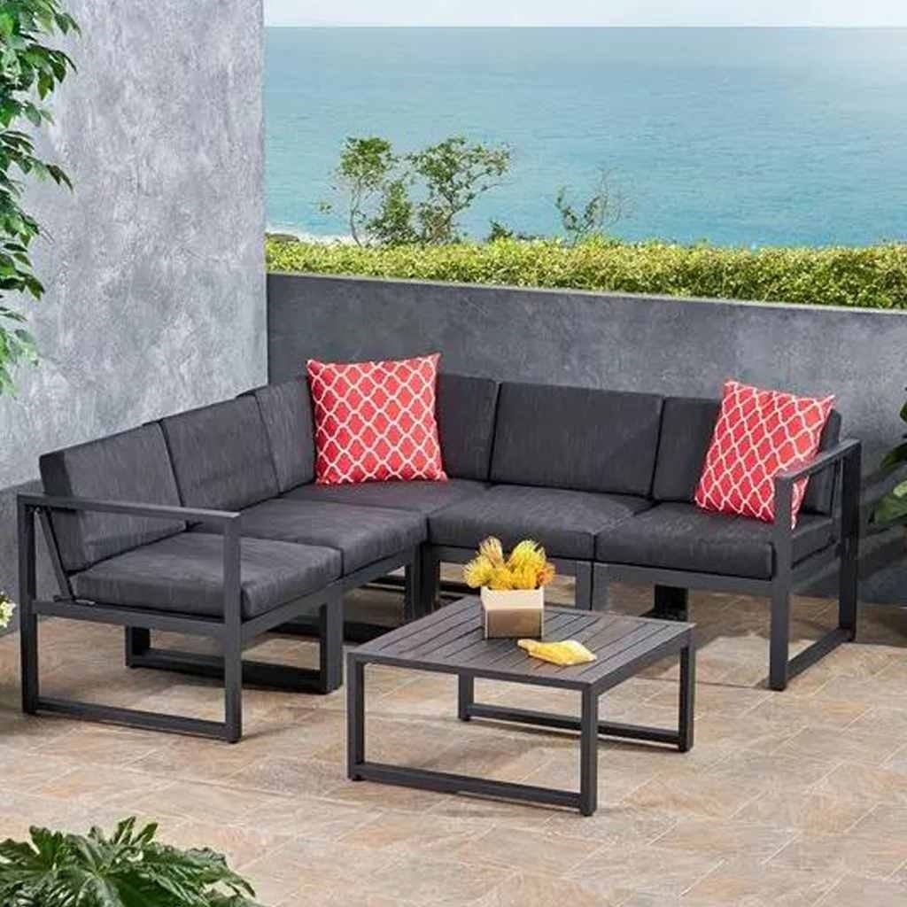 L-shaped corner sofa set with Athar coffee table - black