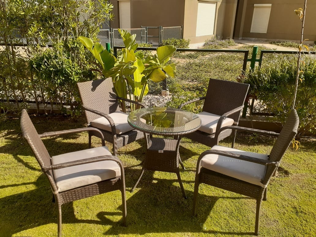 Table and 4 Chair Set, Athar - Brown