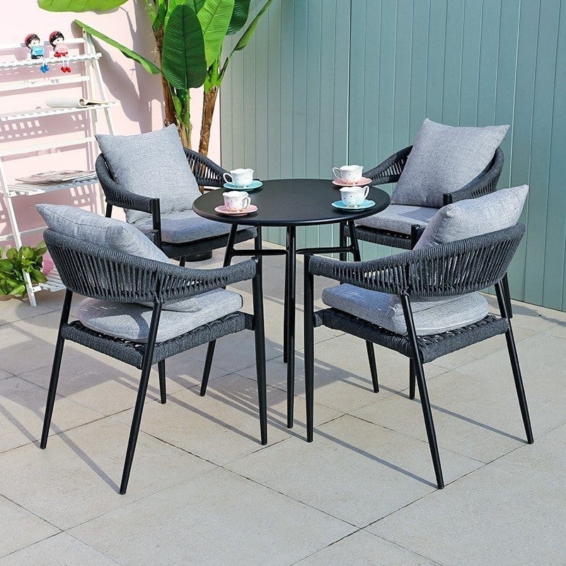 Athar Table and 4 Chair Set - Dark Gray