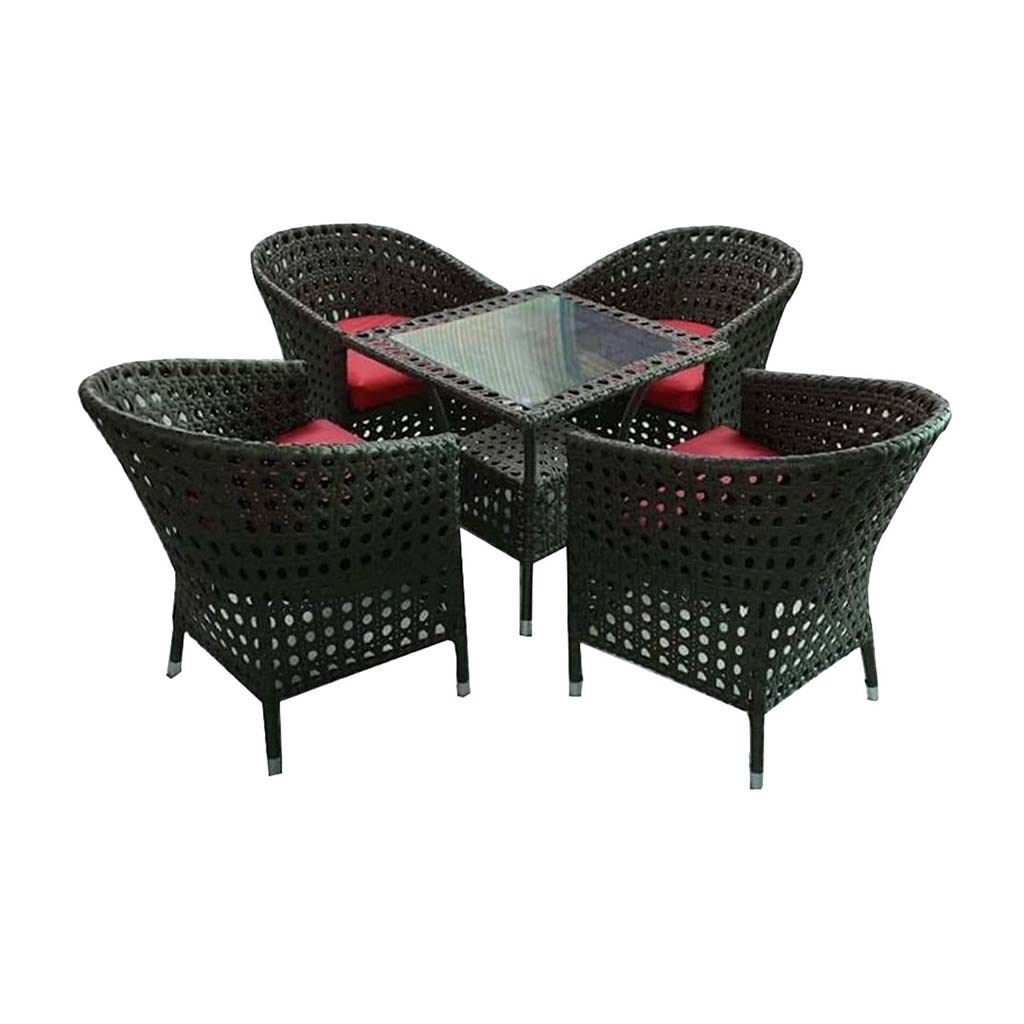 Athar Table and 4 Chair Set - Black