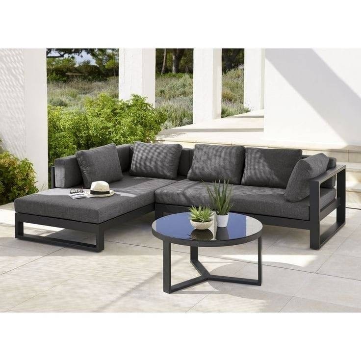 L-shaped corner sofa set with Athar coffee table - black