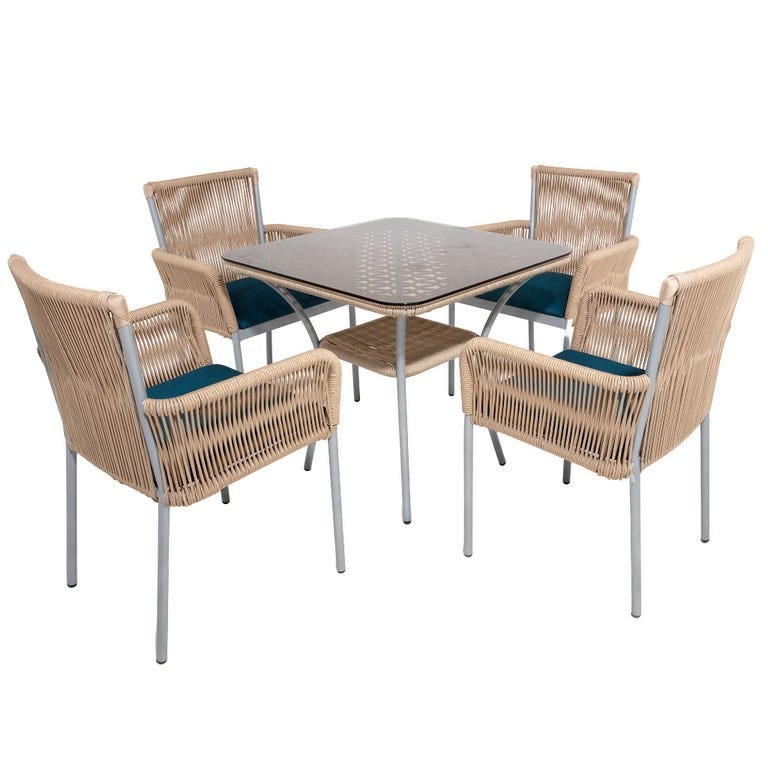 Table and 4 Athar Chair Set - Beige