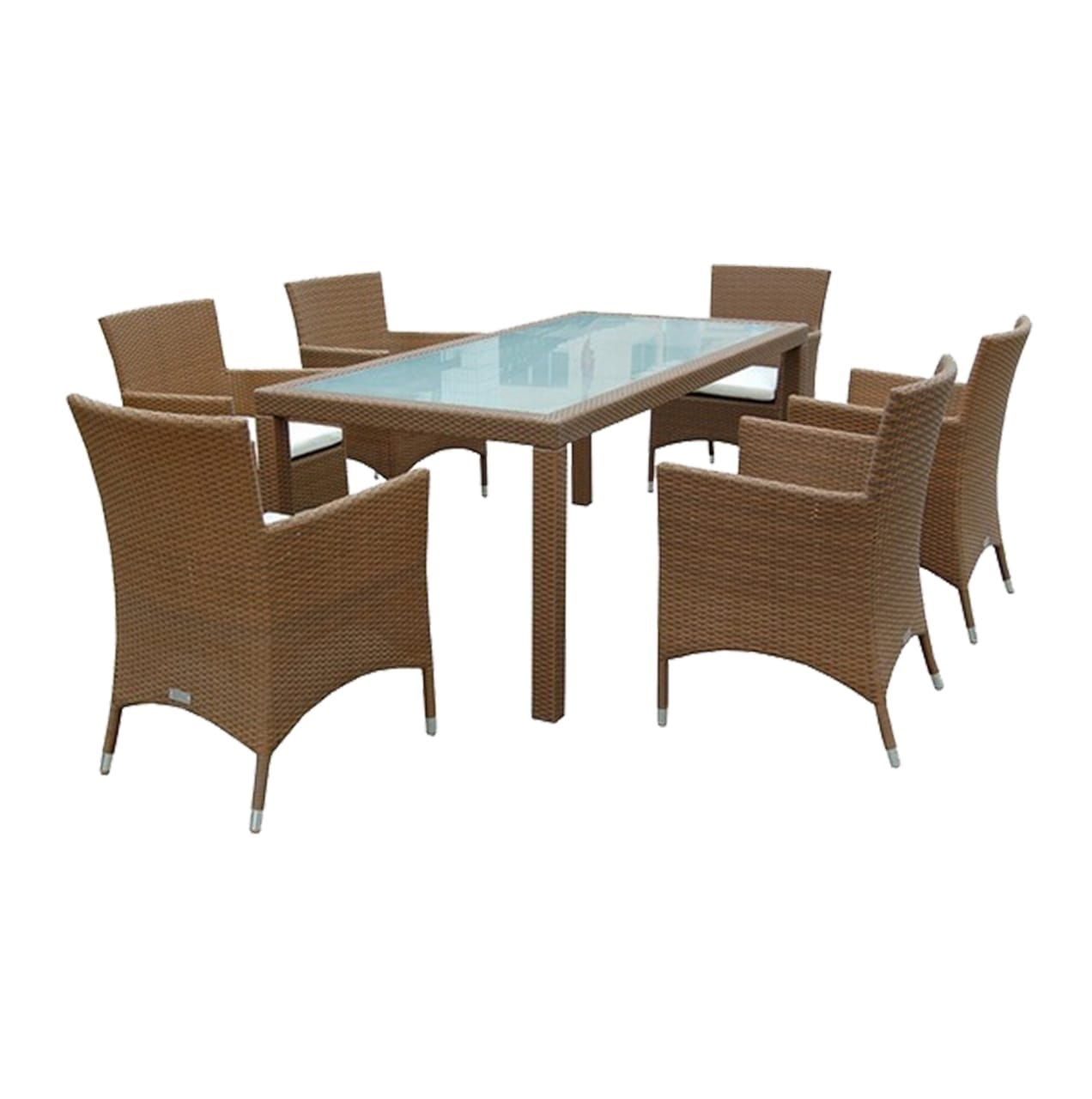 Dining table set with 6 chairs, Athar - Brown