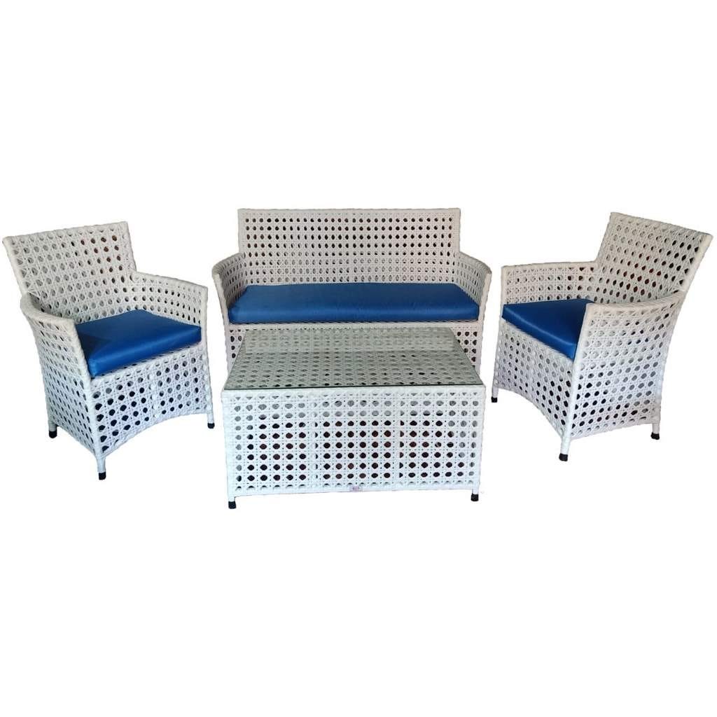 Sofa set and 2 chairs with Athar table - White
