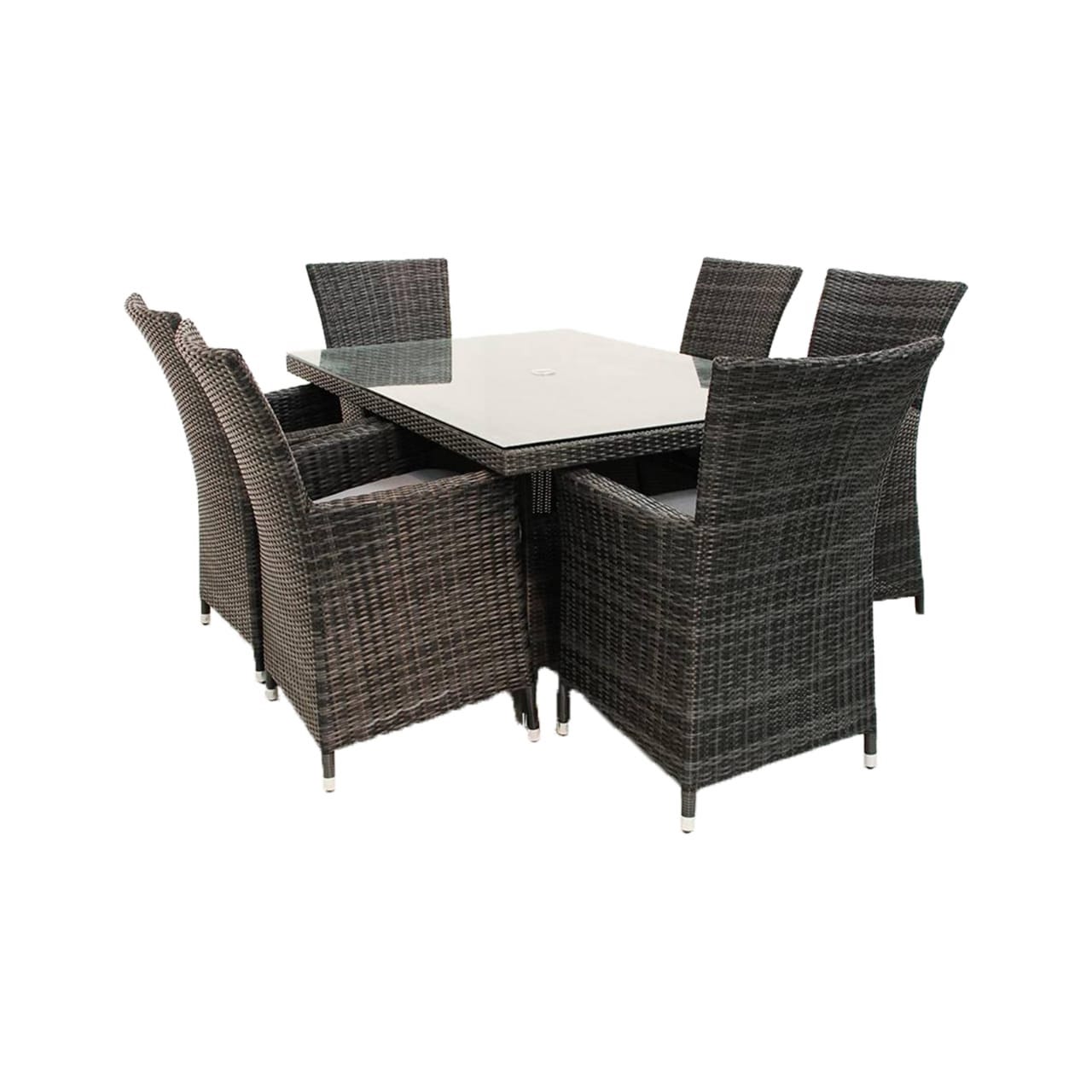 Dining table set with 6 chairs, Athar - Brown