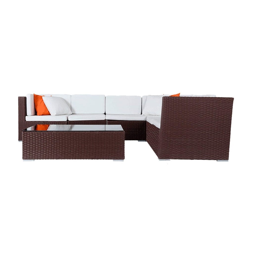 L-shaped corner sofa set with Athar coffee table - brown