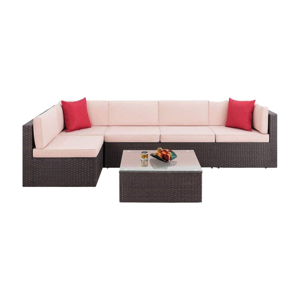 L-shaped corner sofa set with Athar coffee table - brown