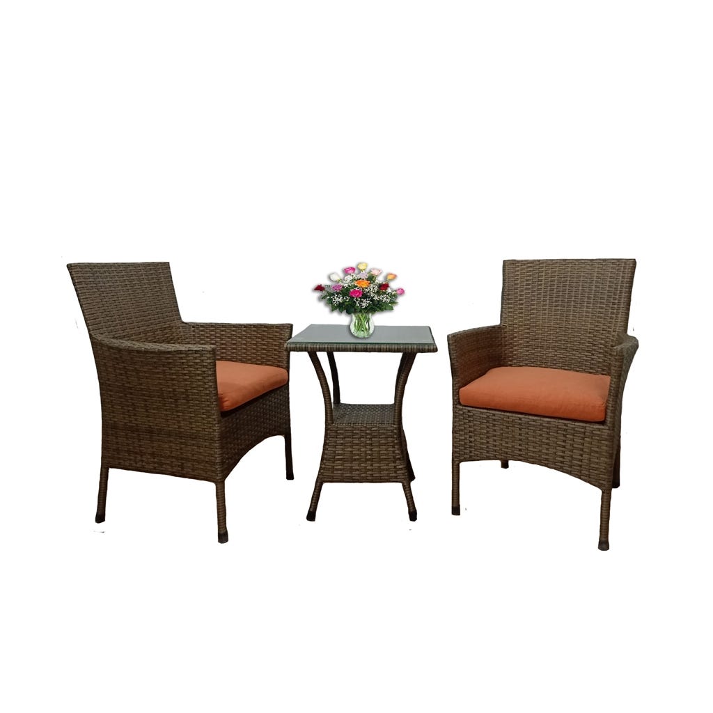 Table and 2 Athar Chair Set - Brown