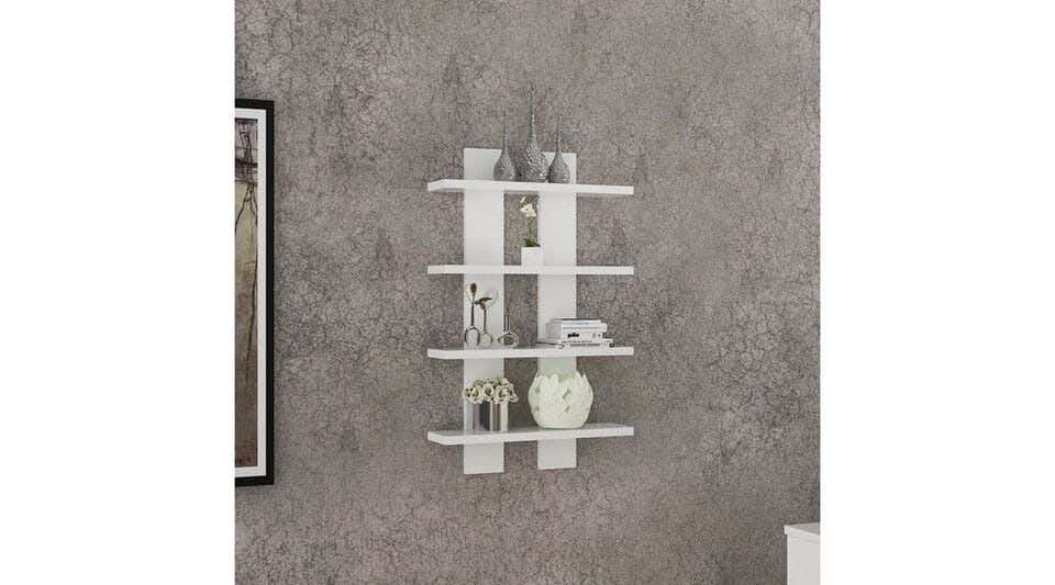 MDF Wood Shelving Unit, 50×15×80 cm - White